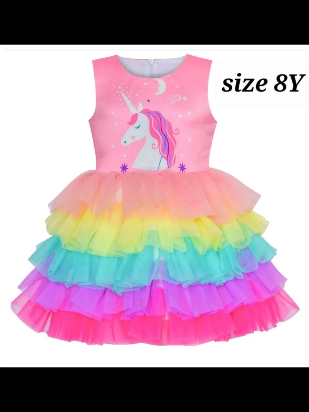 Girls Pink Unicorn Rainbow Tutu Dress Costume